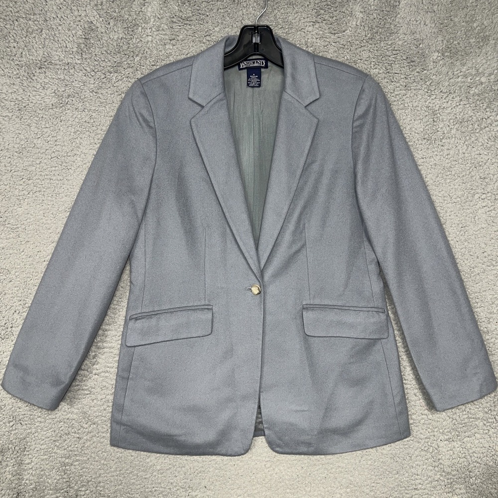 VTG Lands' End Blazer Women's Sz 6 Blue Wool Cashmere Blend Sport Coat *Flaw